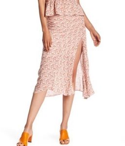 A.L.C Devon Patterned Slit Silk Skirt